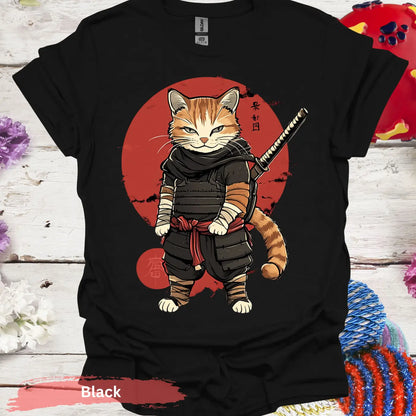 Ninja Cat Warrior T-shirt - S / Black - Physical Item