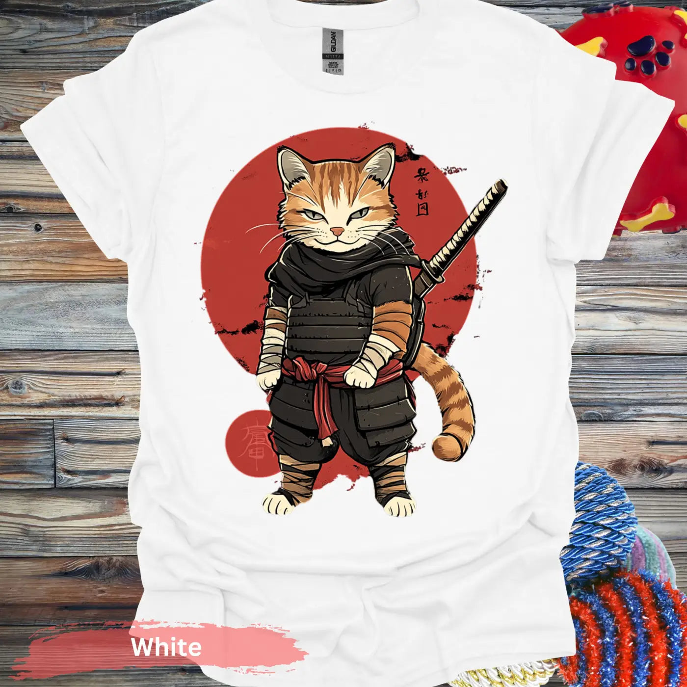 Ninja Cat Warrior T-shirt - S / White - Physical Item