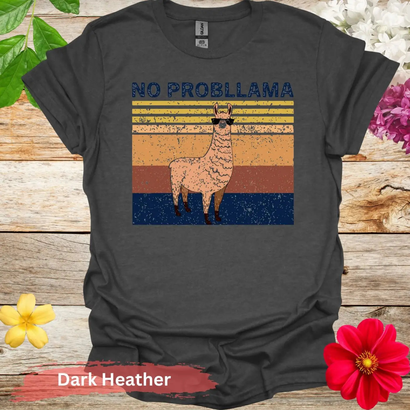 No Probllama Llama Graphic T-Shirt - S / Dark Heather - Physical Item