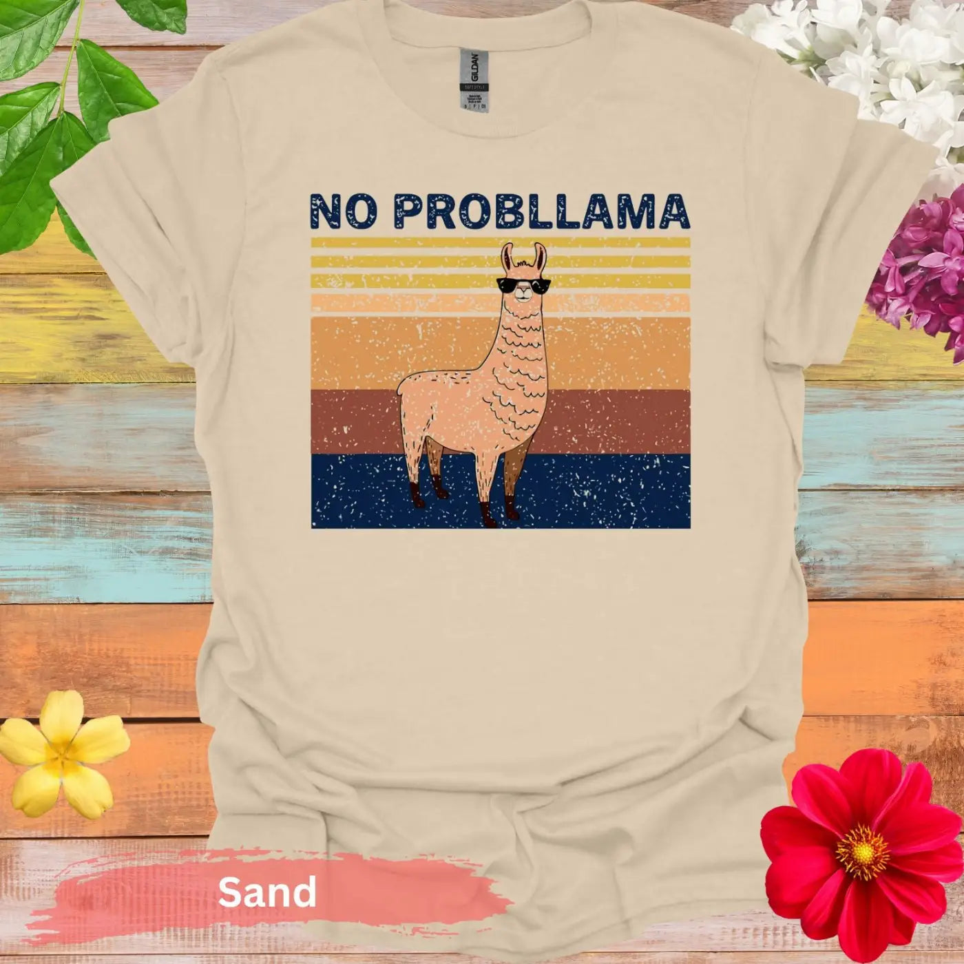 No Probllama Llama Graphic T-Shirt - S / Sand - Physical Item