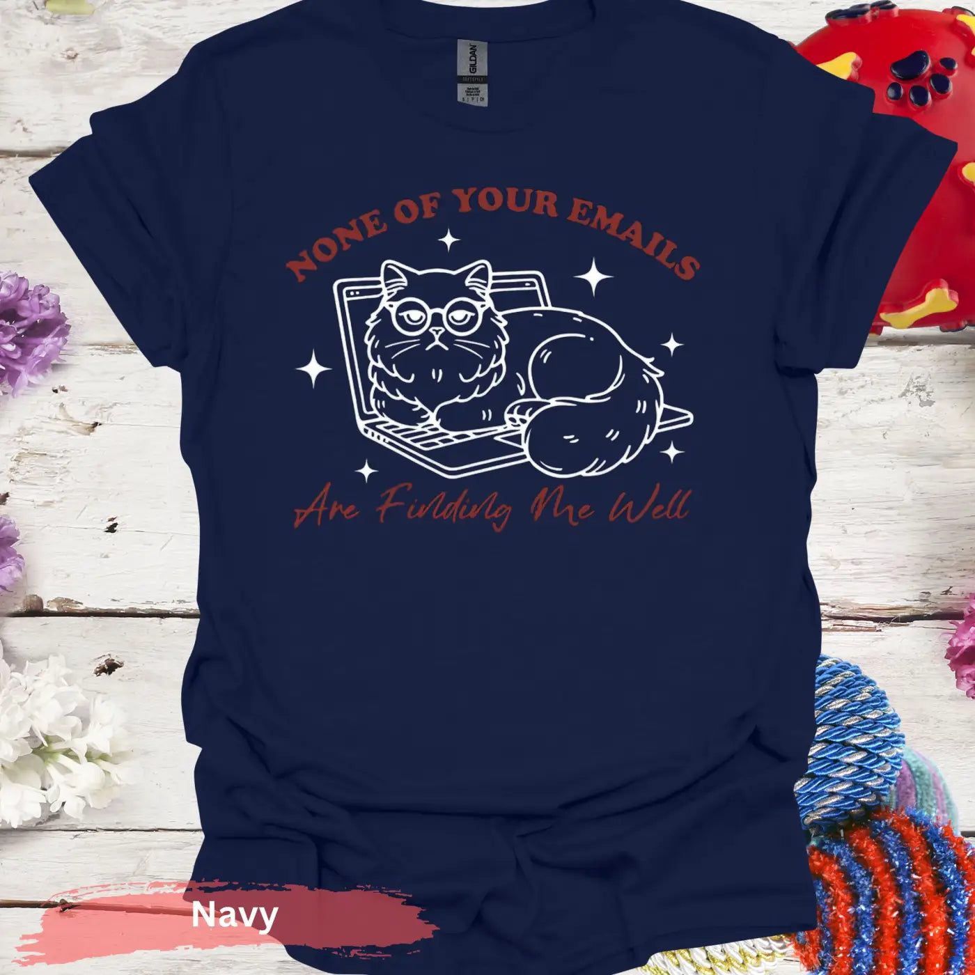 None of your emails are finding me well T-shirt - S / Navy - Physical Item