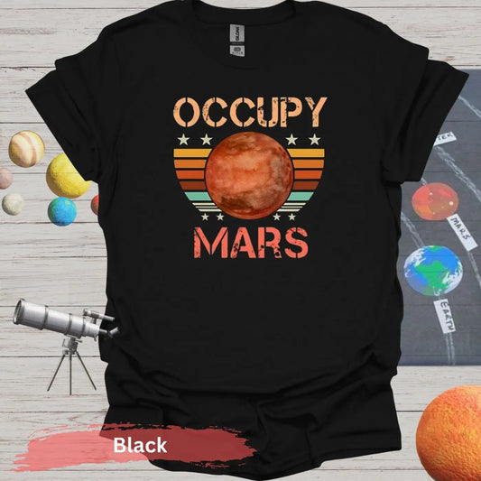 Occupy Mars in Retro Sunset T-shirt - S - Unisex / Black - Physical Item