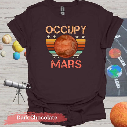 Occupy Mars in Retro Sunset T-shirt - S - Unisex / Dark Chocolate - Physical Item