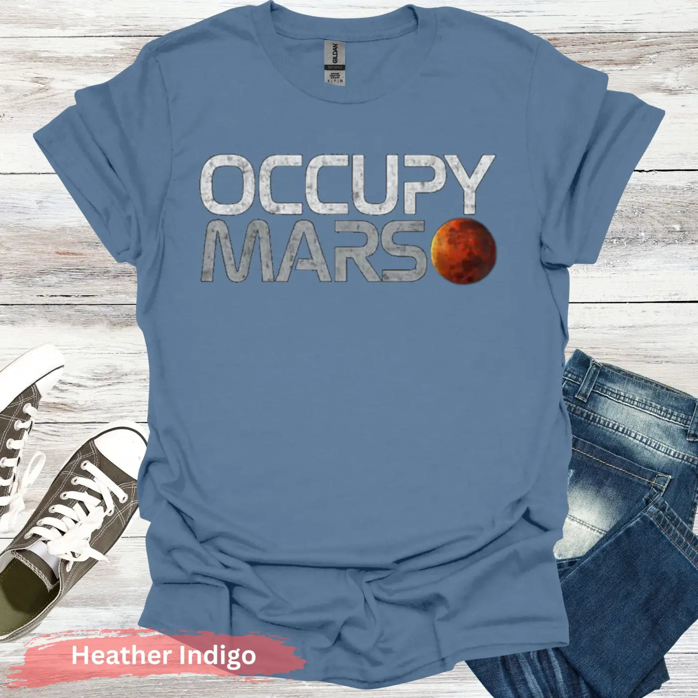 Occupy Mars T-Shirt - S / Heather Indigo - Physical Item