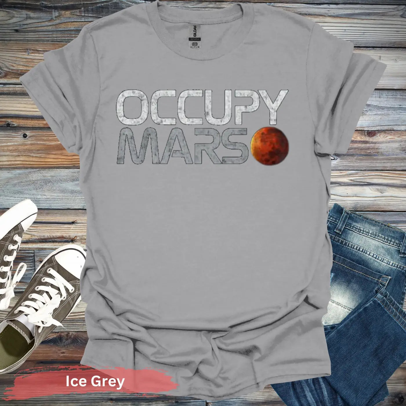 Occupy Mars T-Shirt - S / Ice Grey - Physical Item