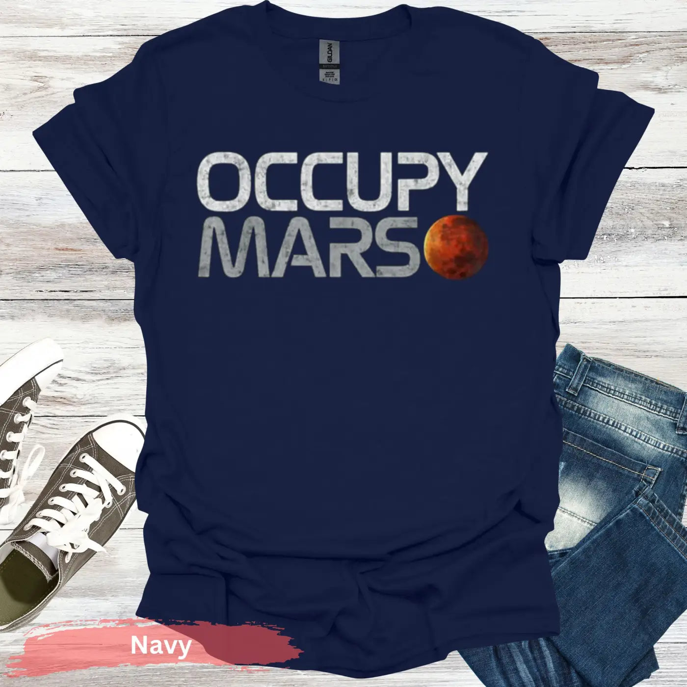 Occupy Mars T-Shirt - S / Navy - Physical Item