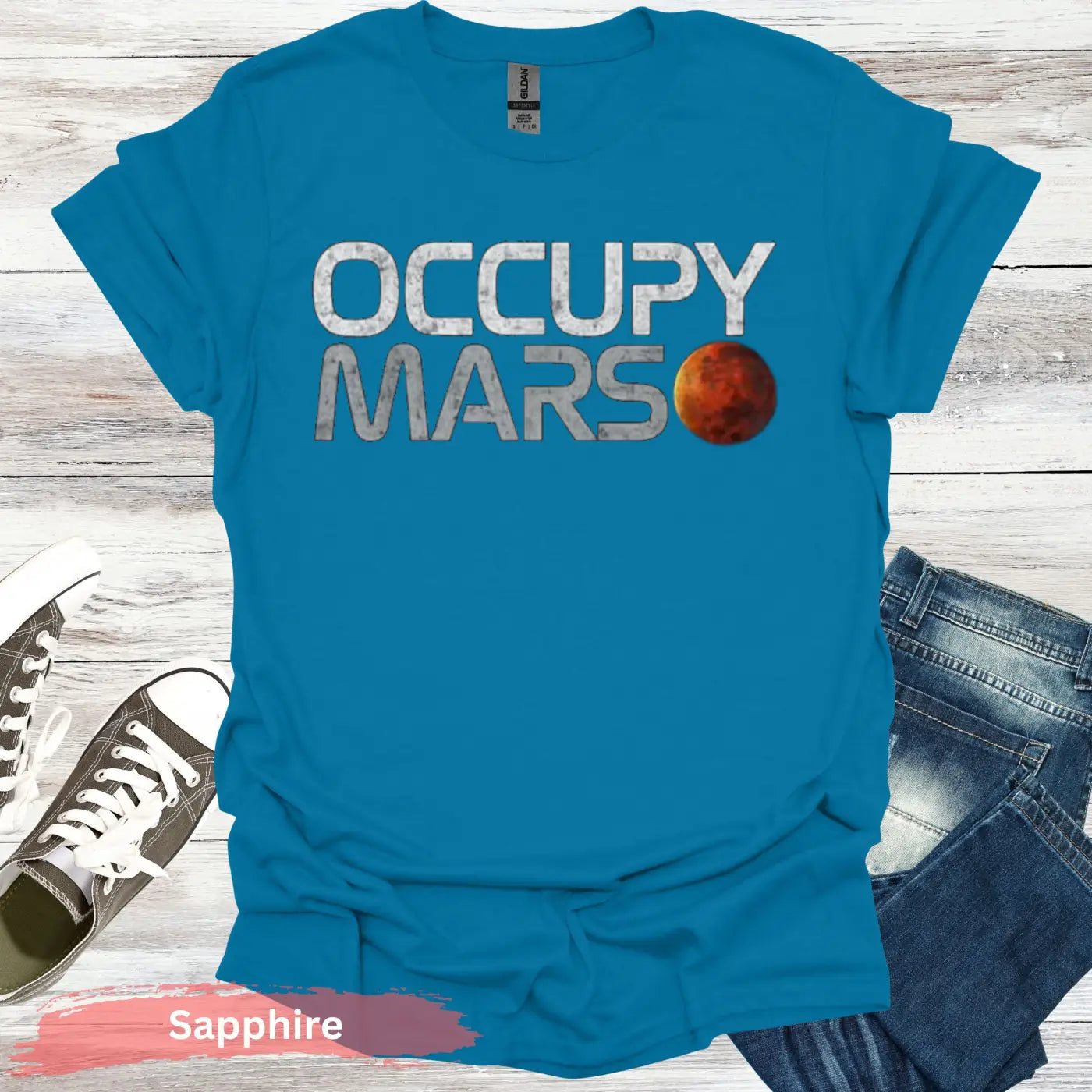 Occupy Mars T-Shirt - S / Sapphire - Physical Item