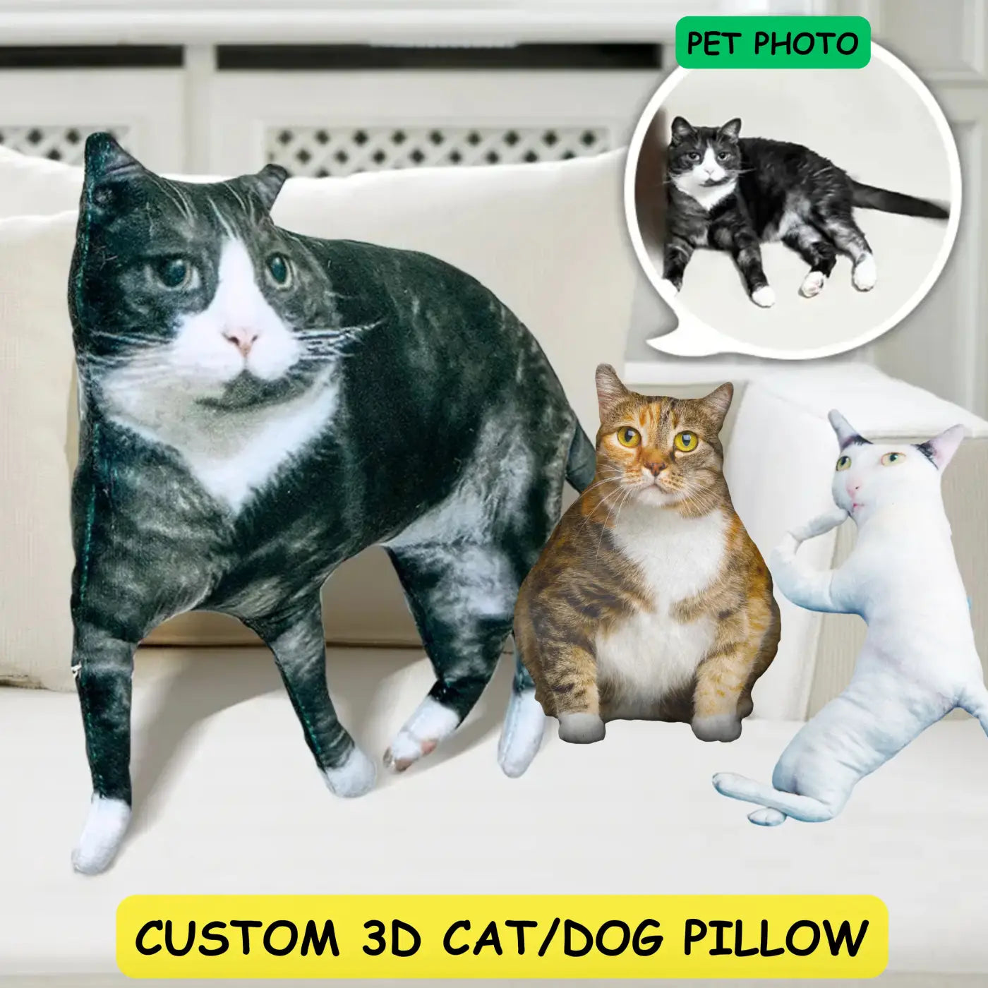 Personalized Cat and Dog Pillow - 40cm