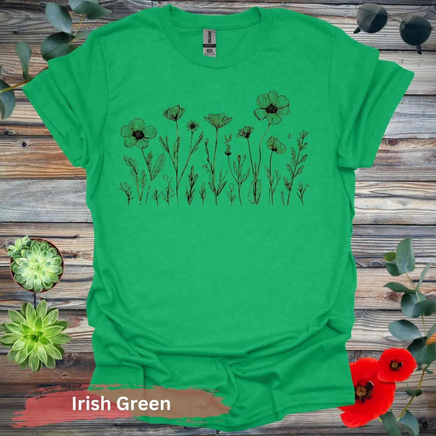 Petal Portraits T-Shirt - S / Irish Green - Physical Item