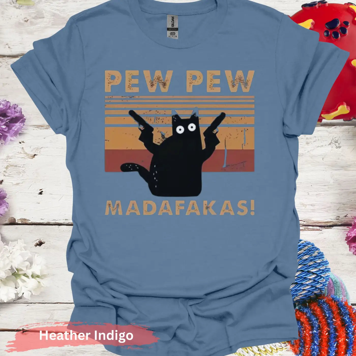 Pew Madafakas T-shirt - S / Heather Indigo - Physical Item