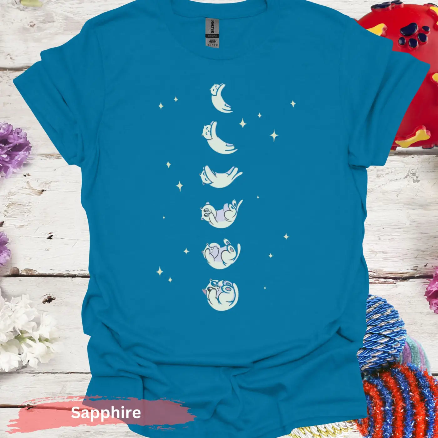 Phases of the Moon T-shirt - S / Sapphire - Physical Item