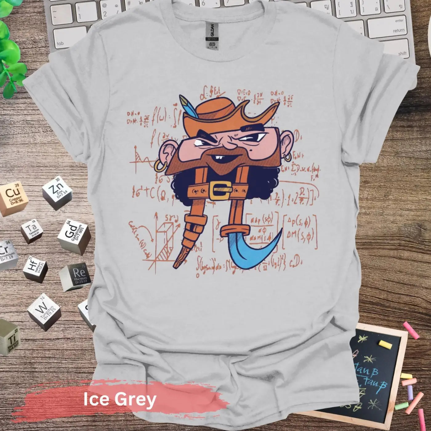 Pirate Mathematician T-shirt - S / Ice Grey - Physical Item