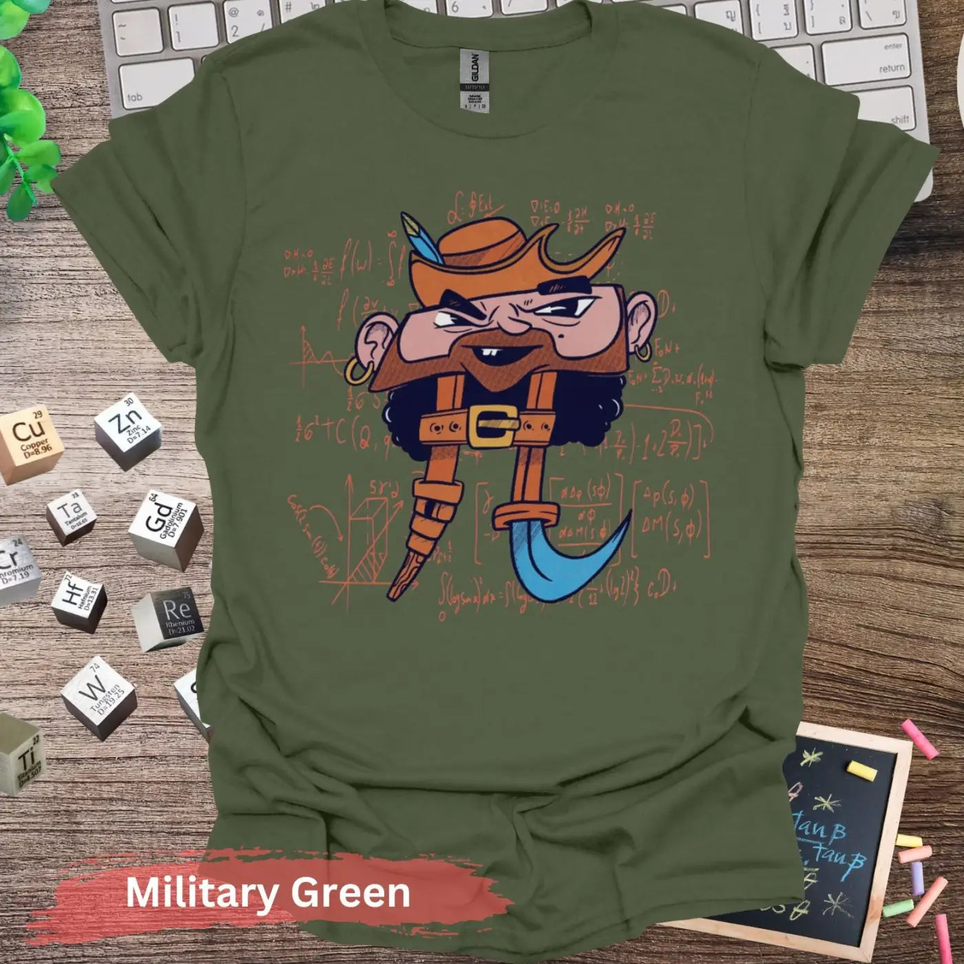 Pirate Mathematician T-shirt - S / Military Green - Physical Item