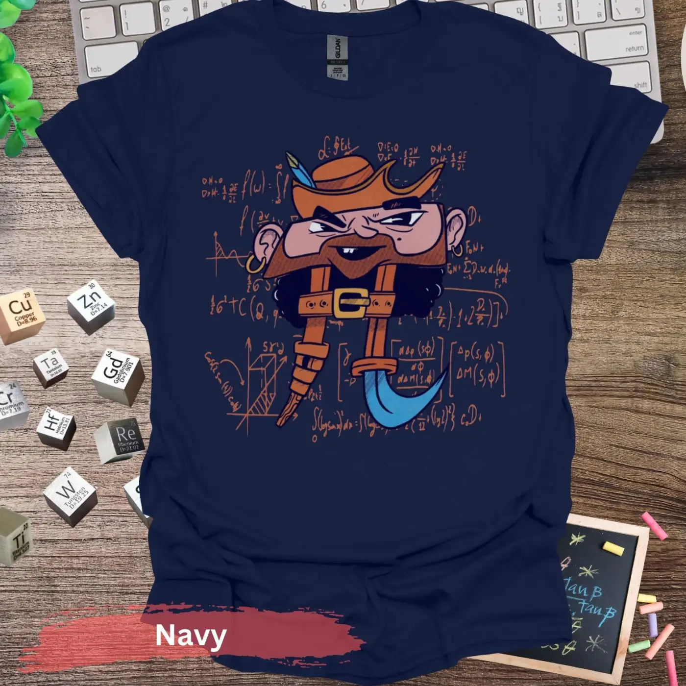 Pirate Mathematician T-shirt - S / Navy - Physical Item