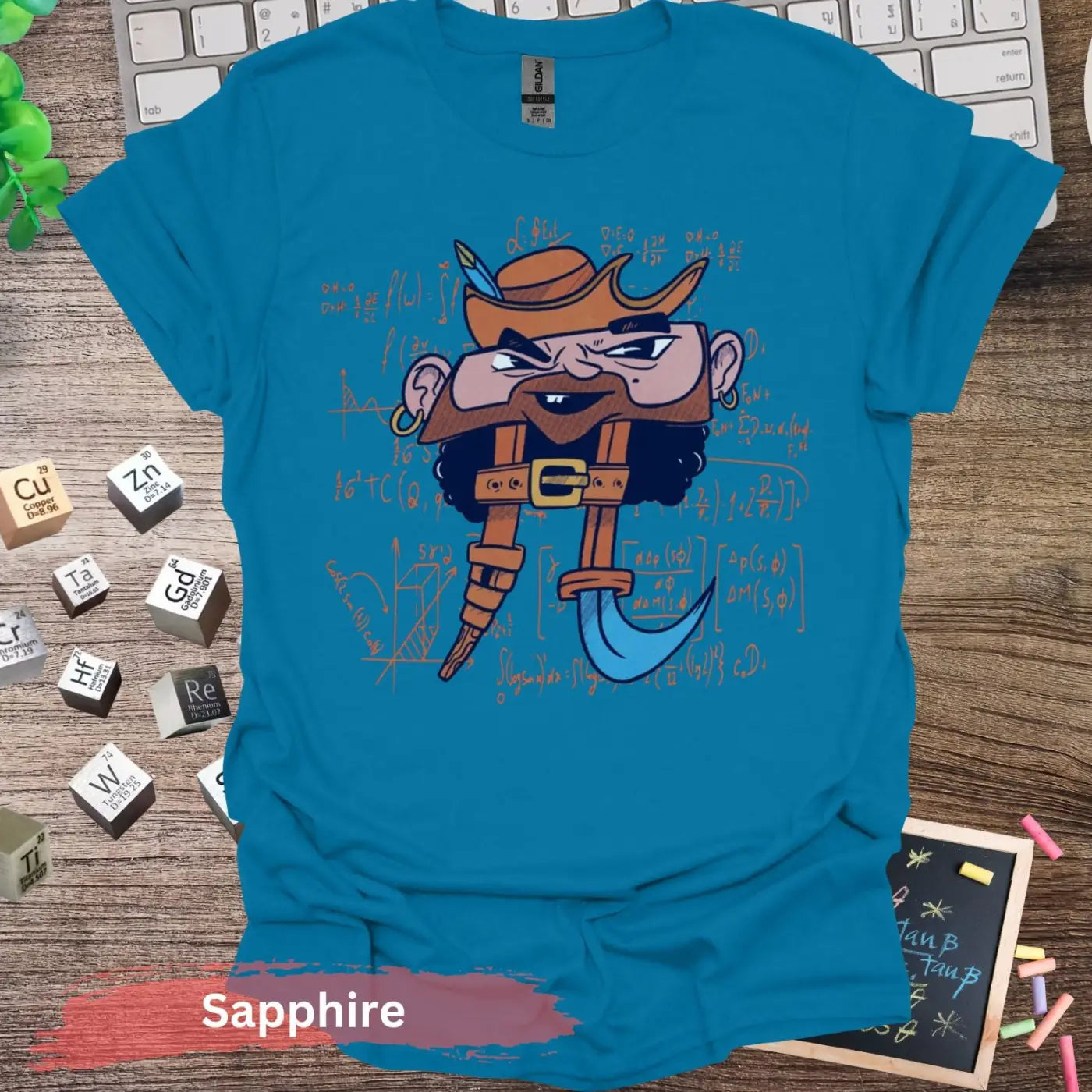 Pirate Mathematician T-shirt - S / Sapphire - Physical Item