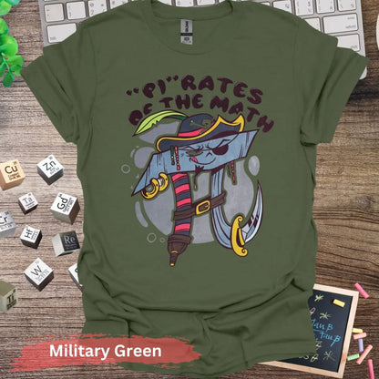 PIrates of the Math Graphic T-Shirt - S / Military Green - Physical Item