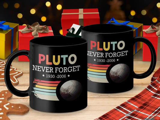 Pluto Never Forget 1930 - 2006 Nostalgic Customizable Mug - Black mug 11oz / Physical Item