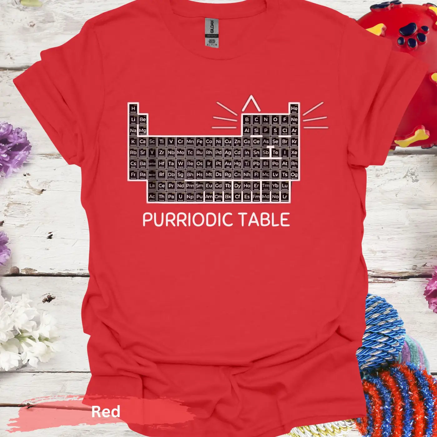 Purriodic Table T-shirt - S / Red - Physical Item