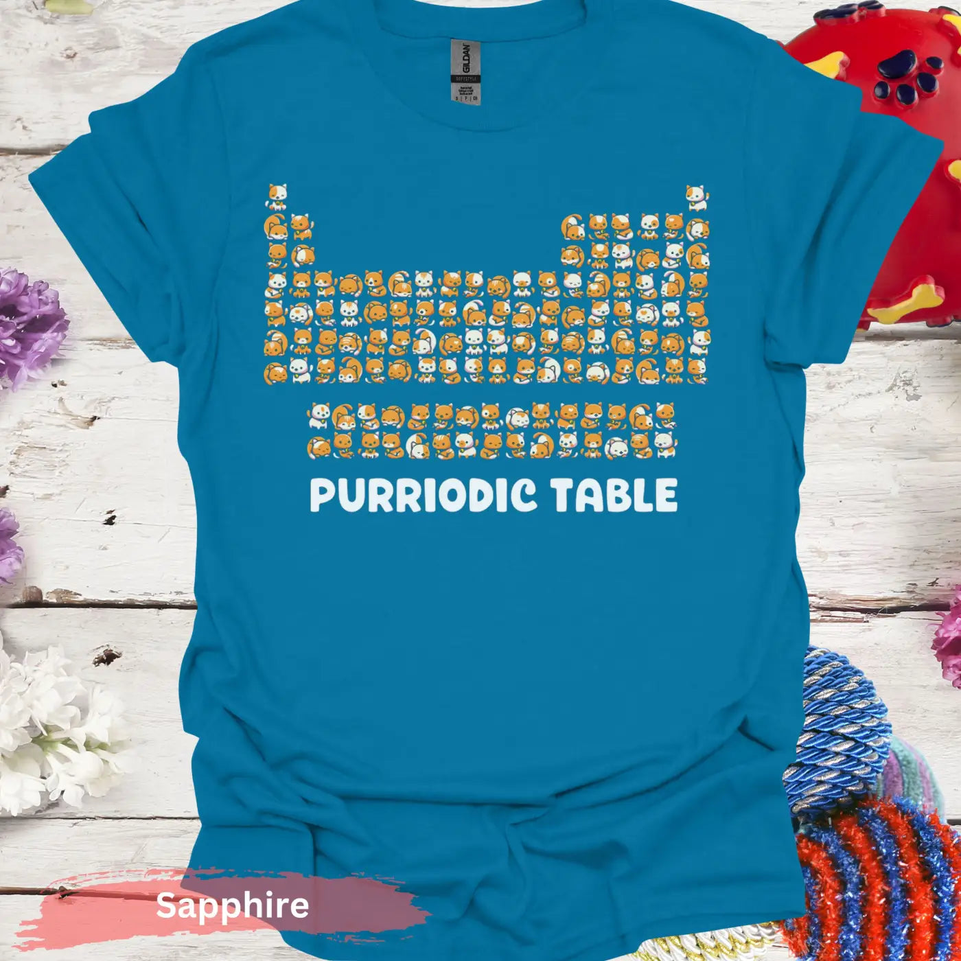 Purriodic Table T-shirt - S / Sapphire - Physical Item