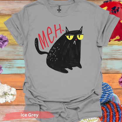 Black Cat Meh T-shirt - S / Ice Grey - Physical Item