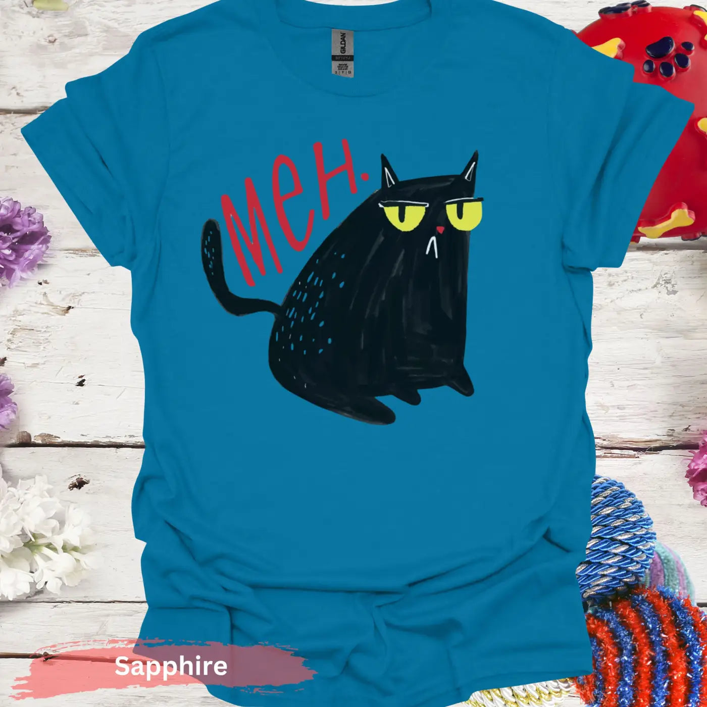 Black Cat Meh T-shirt - S / Sapphire - Physical Item