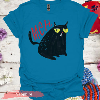 Black Cat Meh T-shirt - S / Sapphire - Physical Item