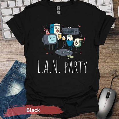 LAN Party T-shirt - S / Black - Physical Item