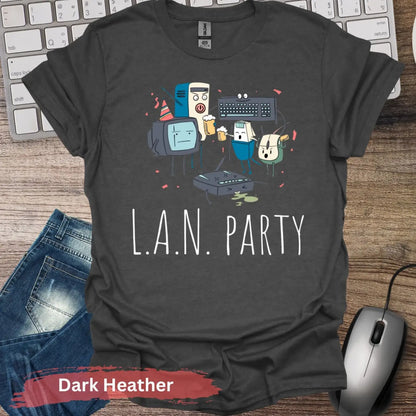 LAN Party T-shirt - S / Dark Heather - Physical Item