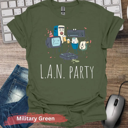 LAN Party T-shirt - S / Military Green - Physical Item