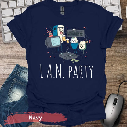 LAN Party T-shirt - S / Navy - Physical Item