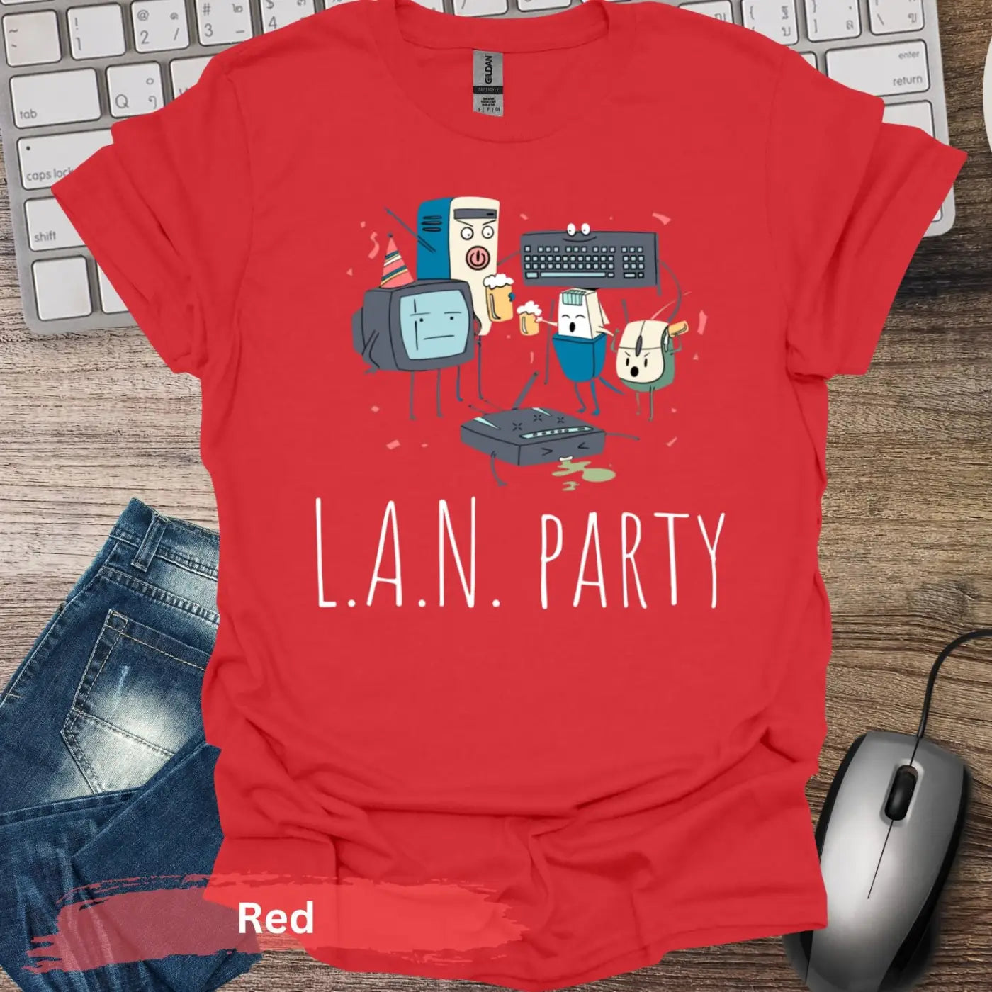 LAN Party T-shirt - S / Red - Physical Item