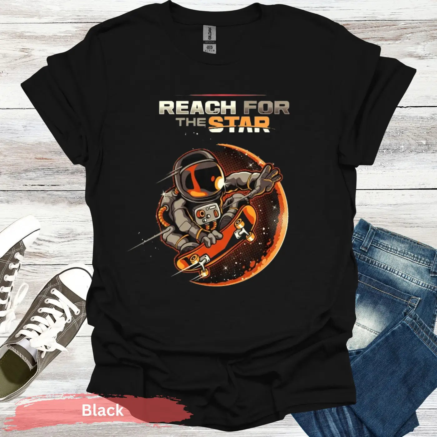 Reach for the Stars T-Shirt - S / Black - Physical Item