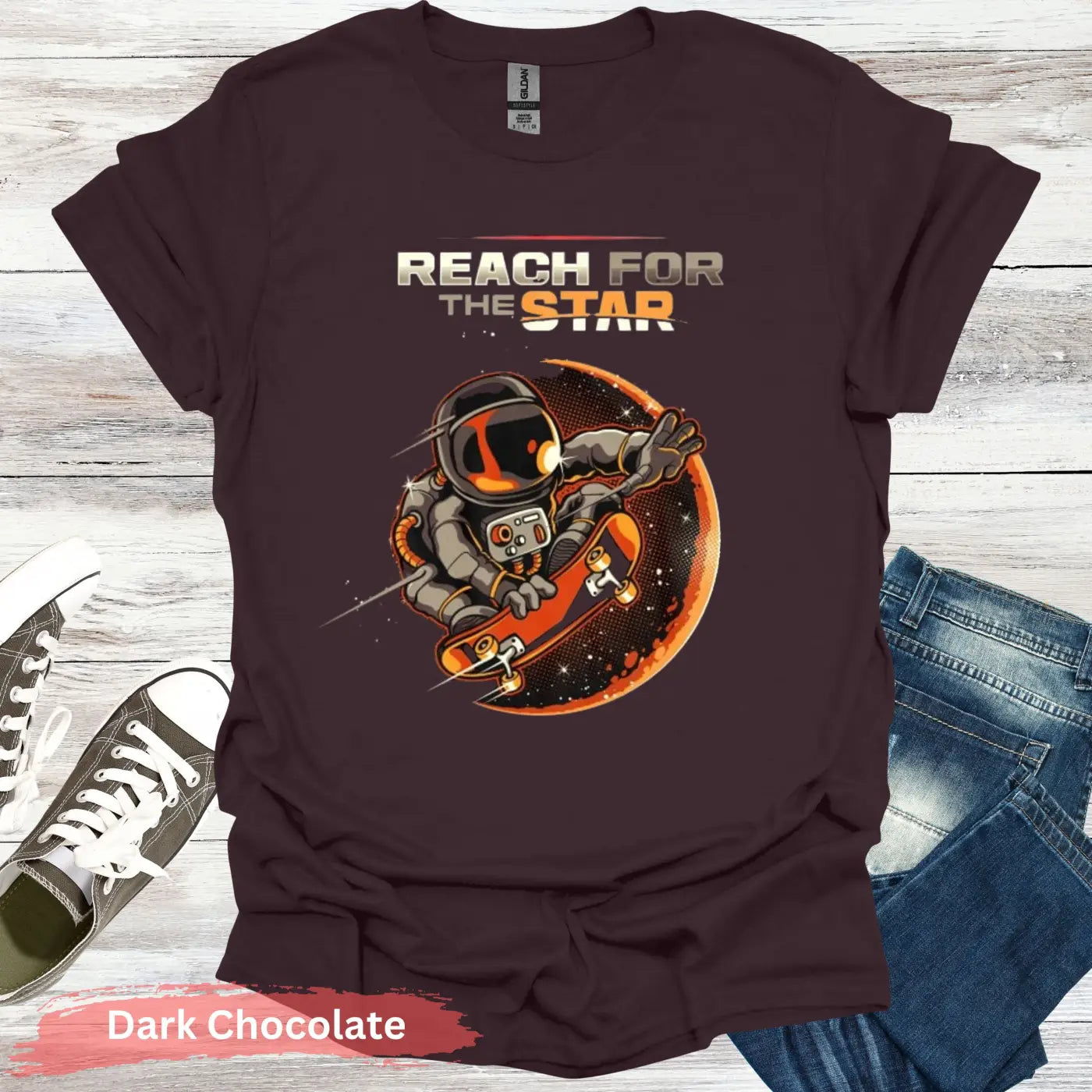 Reach for the Stars T-Shirt - S / Dark Chocolate - Physical Item