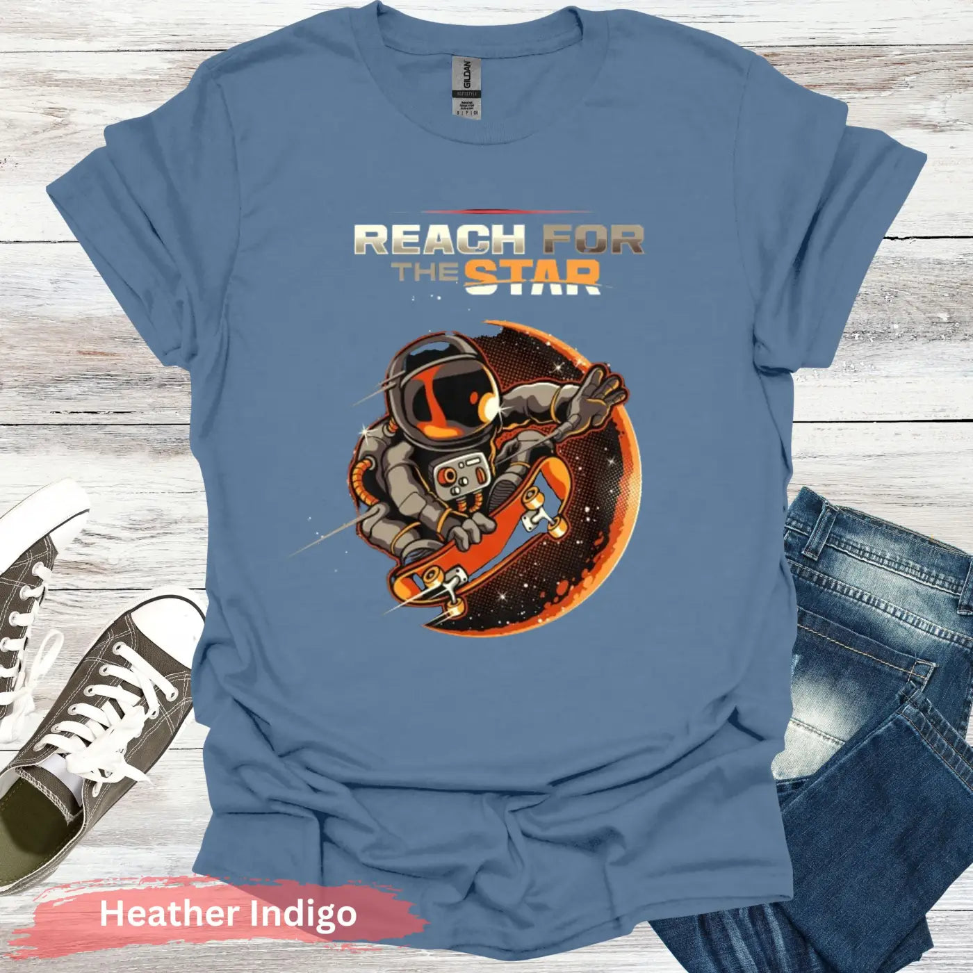 Reach for the Stars T-Shirt - S / Heather Indigo - Physical Item