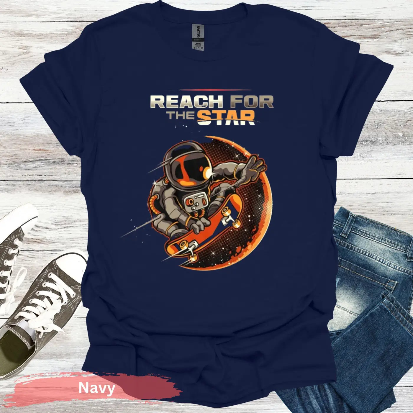 Reach for the Stars T-Shirt - S / Navy - Physical Item