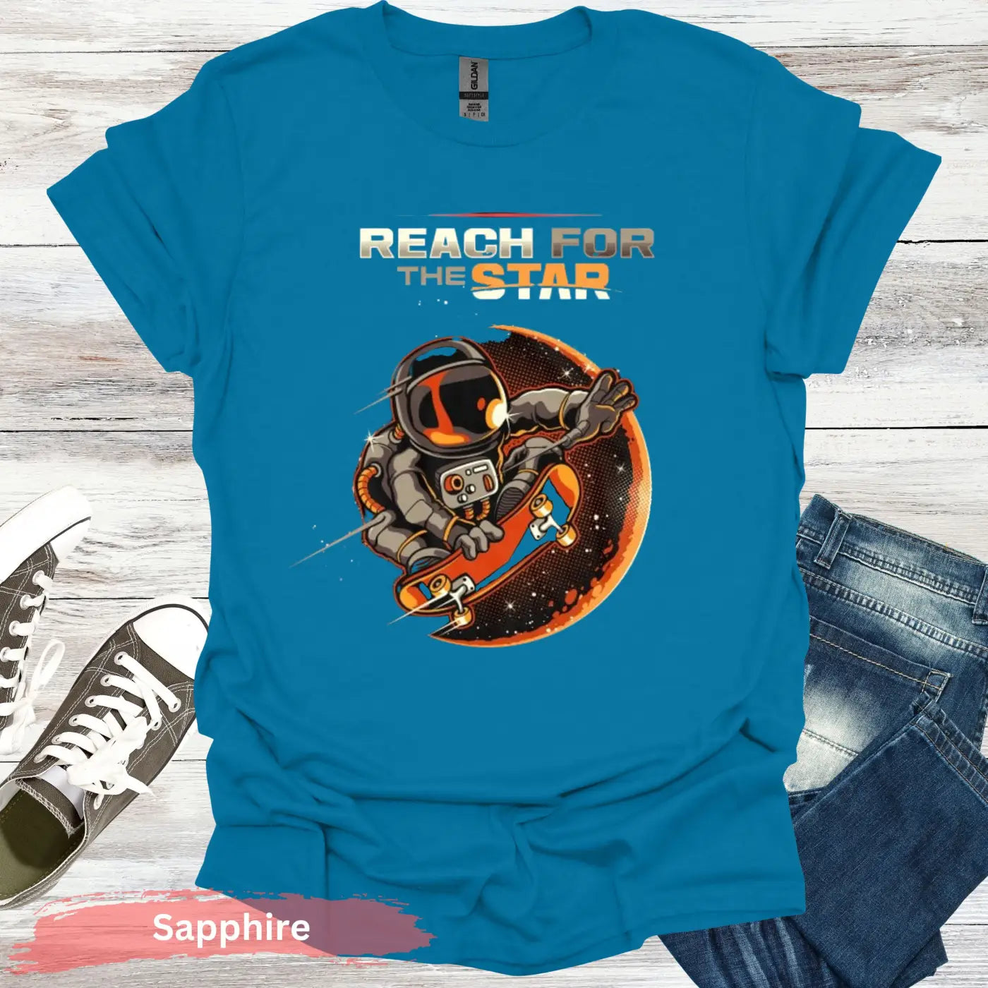 Reach for the Stars T-Shirt - S / Sapphire - Physical Item