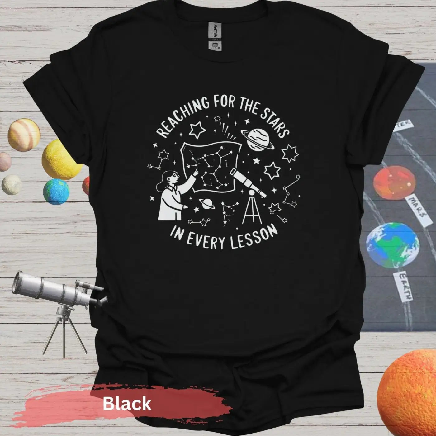 Reaching for the Stars In Every Lesson T-Shirt - S / Black - Physical Item