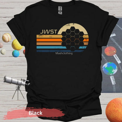 Retro JWST Hexagonal Mirror T-Shirt - S / Black - Physical Item