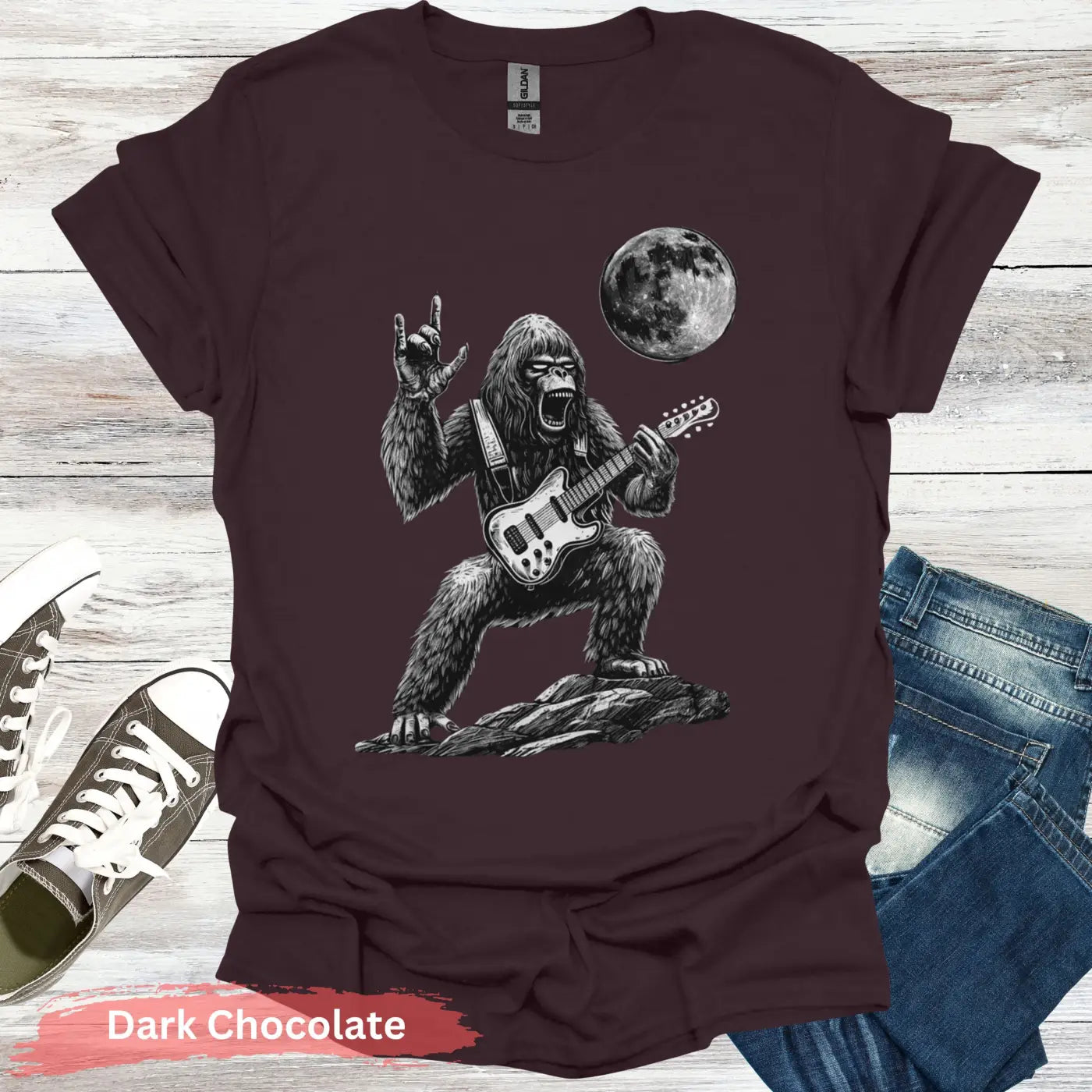 Rock Star Gorilla T-Shirt - S / Dark Chocolate - Physical Item