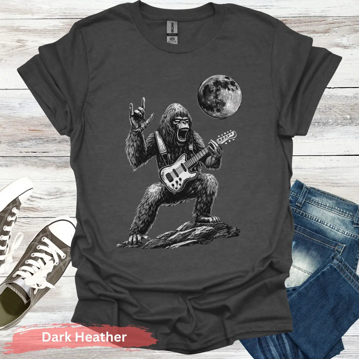 Rock Star Gorilla T-Shirt - S / Dark Heather - Physical Item