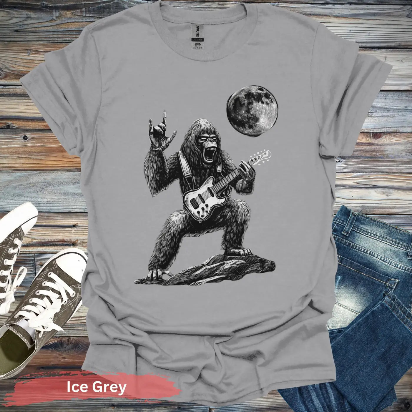 Rock Star Gorilla T-Shirt - S / Ice Grey - Physical Item