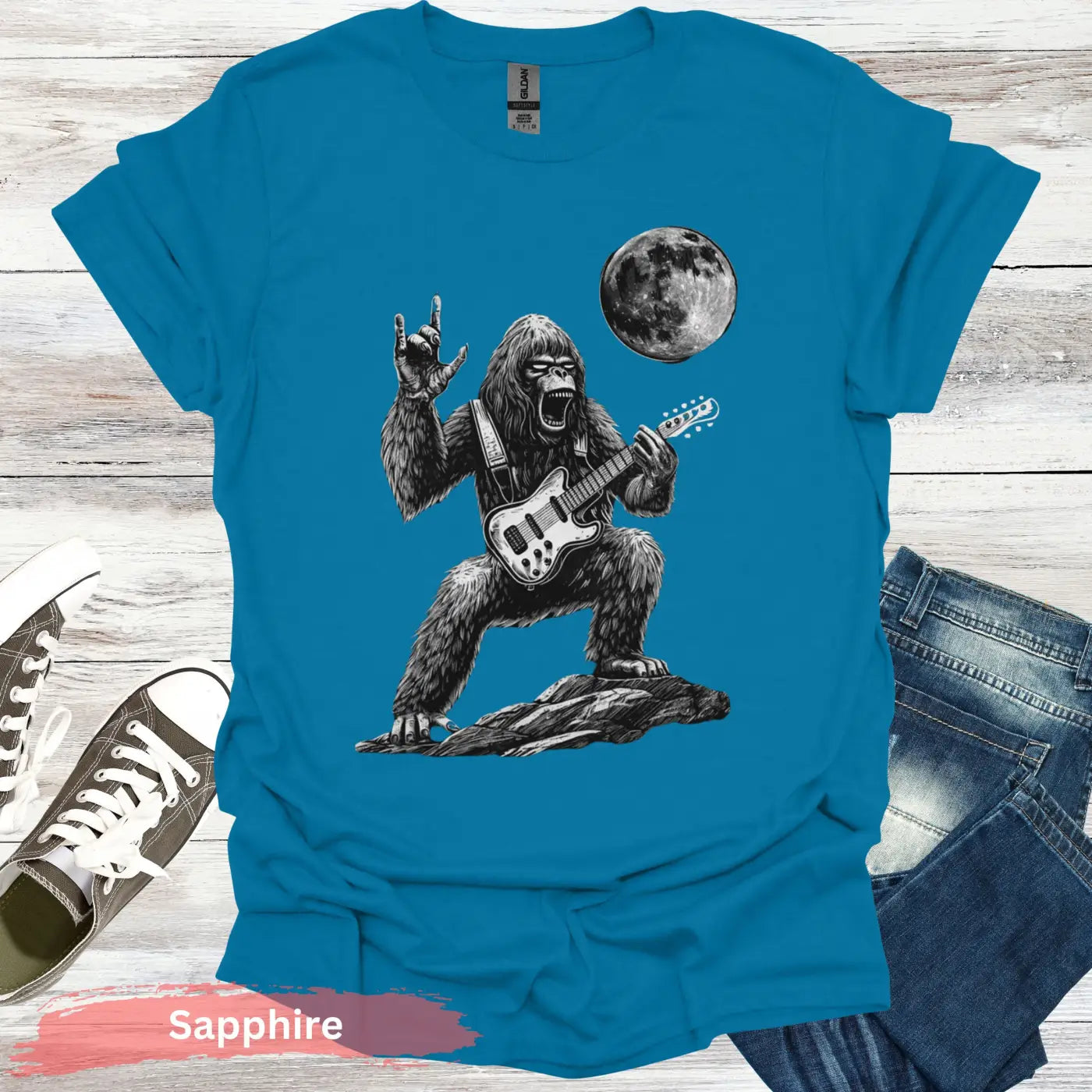 Rock Star Gorilla T-Shirt - S / Sapphire - Physical Item
