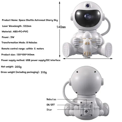 Astronaut Galaxy Star Projector Holding Space Shuttle/Rocket