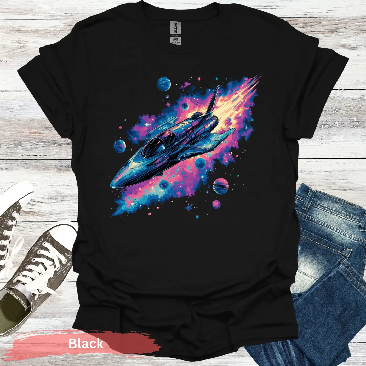Rocket Ship T-shirt - S / Black - Physical Item