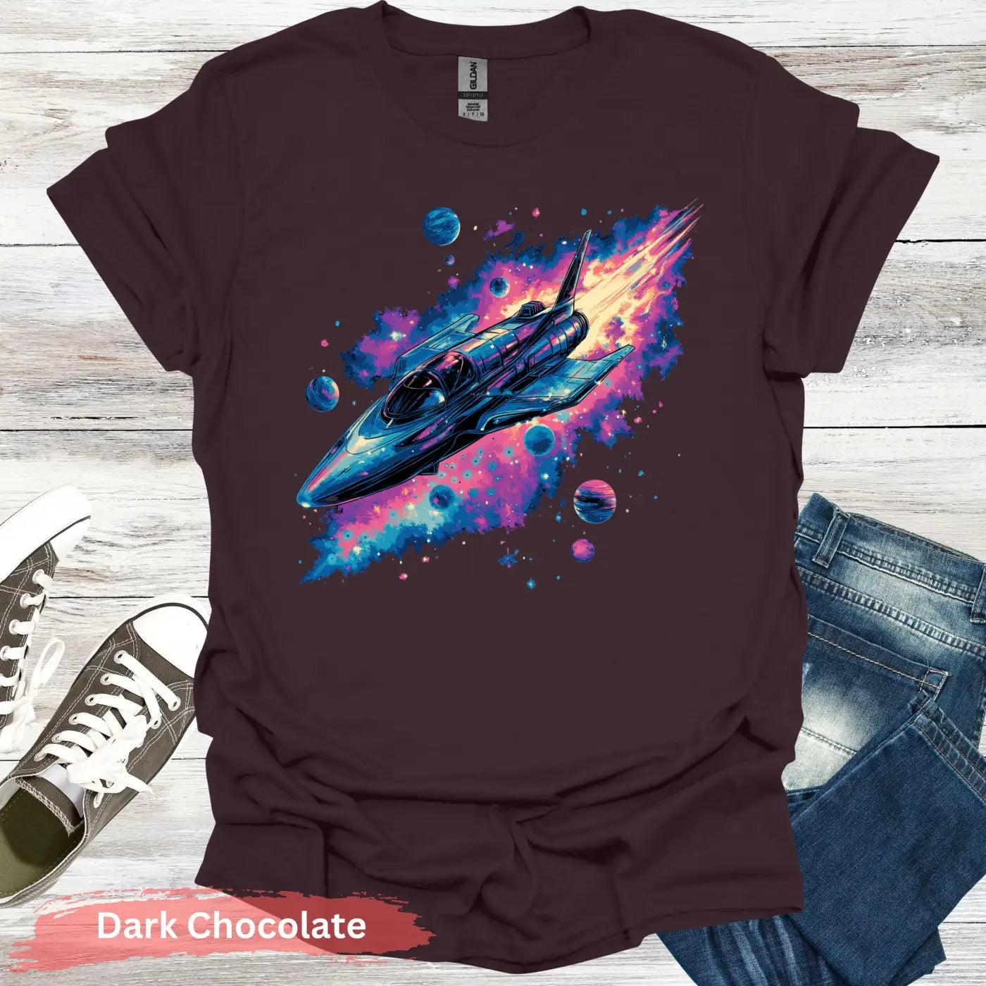 Rocket Ship T-shirt - S / Dark Chocolate - Physical Item