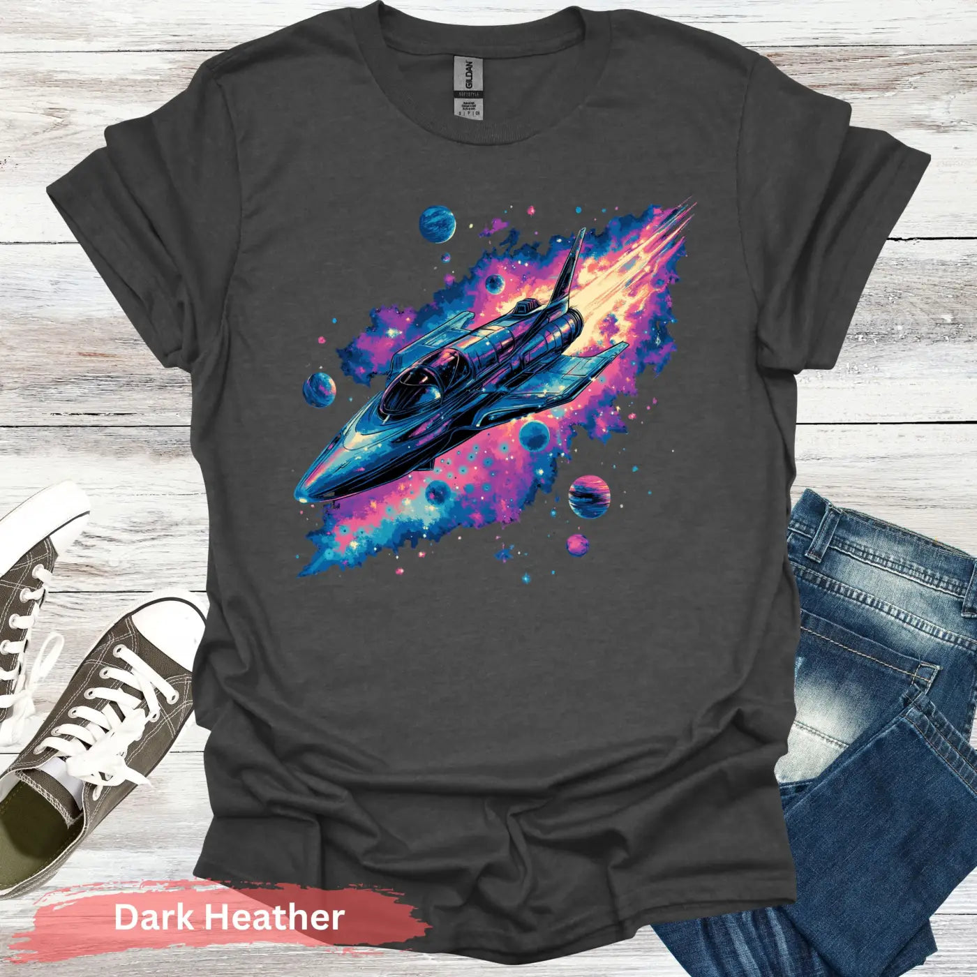 Rocket Ship T-shirt - S / Dark Heather - Physical Item
