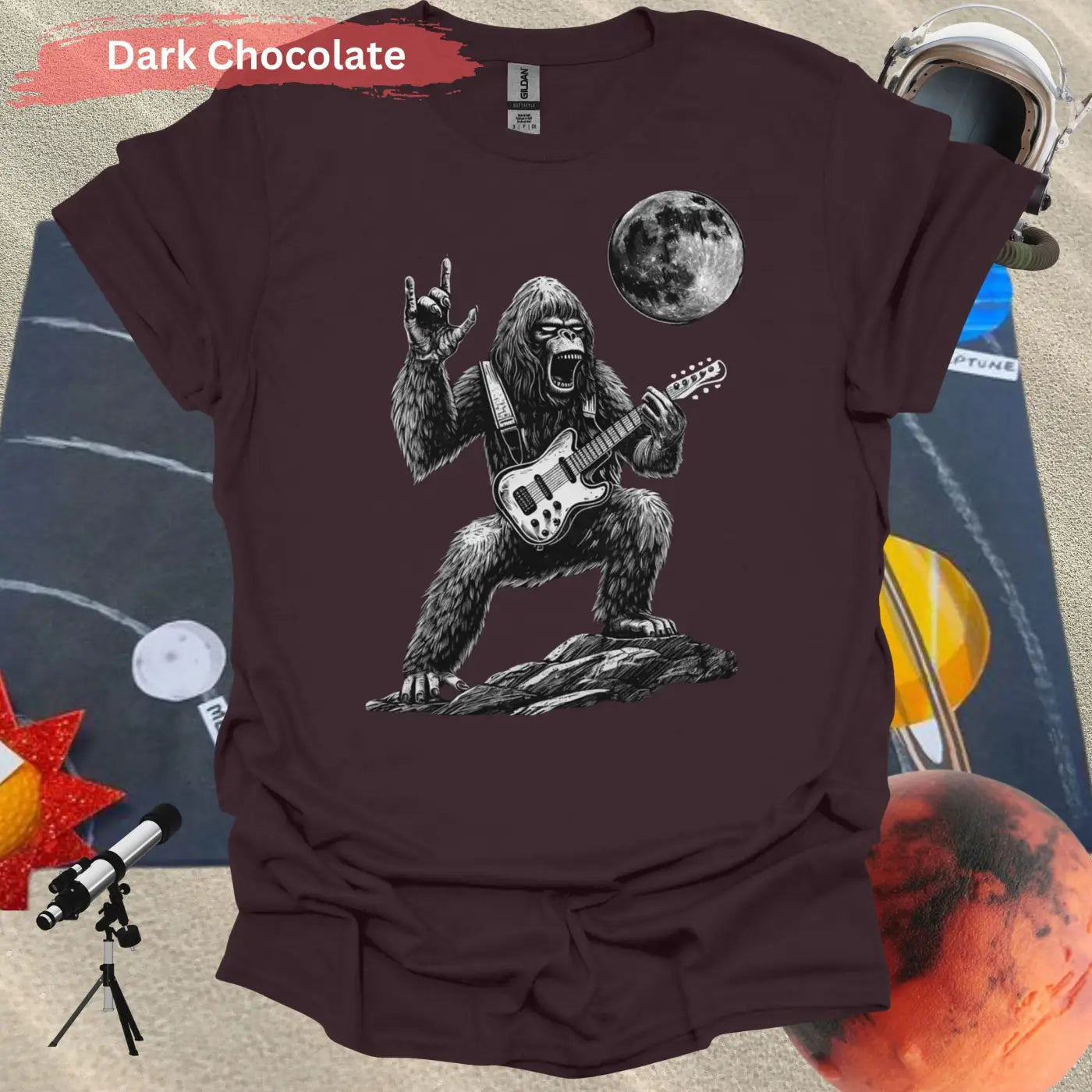 Rock Star Gorilla T-Shirt - S / Dark Chocolate - Physical Item