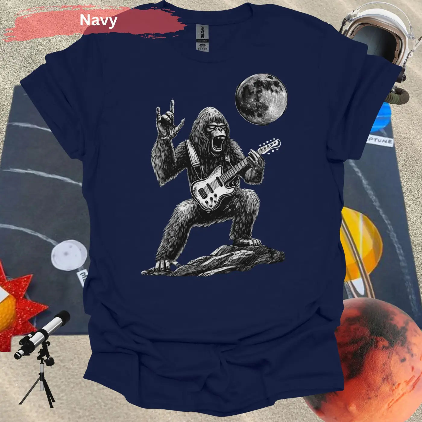 Rock Star Gorilla T-Shirt - S / Navy - Physical Item