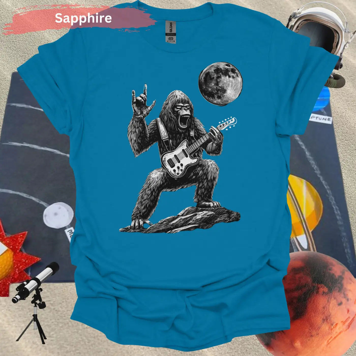 Rock Star Gorilla T-Shirt - S / Sapphire - Physical Item