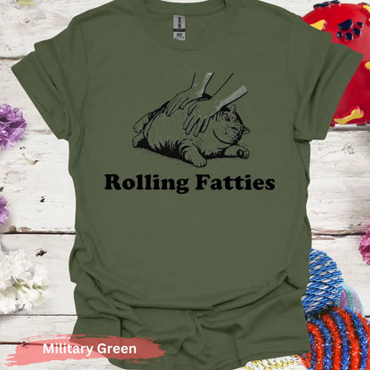 Rolling Fatties Graphic T-shirt - S / Military Green - Physical Item